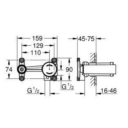 Cкрытая монтажная часть Grohe 23571000 для смесителя для раковины