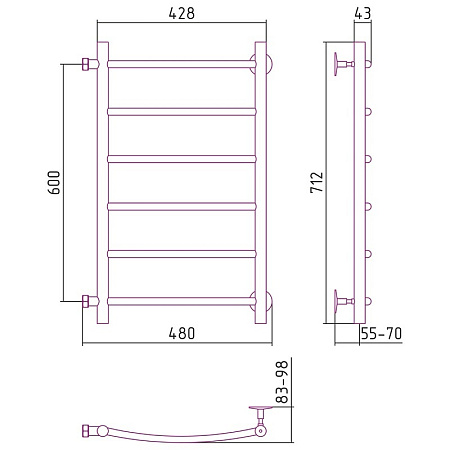 Полотенцесушитель водяной Стилье Версия-Б2 60х40 хром