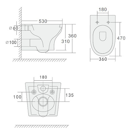 Унитаз подвесной Boheme Fiore 978-SET-B черный матовый