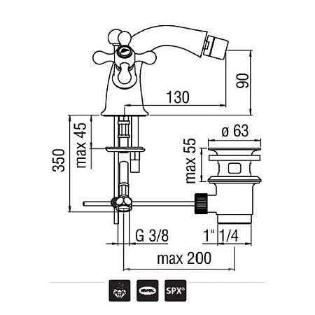 Смеситель Nobili Gracia GRC5119/6BR для биде, бронза