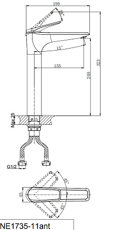 Смеситель для раковины-чаши RUSH Nevis NE1735-11brоnze бронза