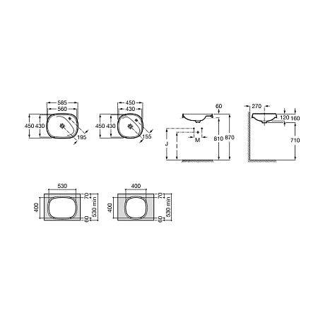 Раковина Roca Beyond 3270B6000 58,5х45
