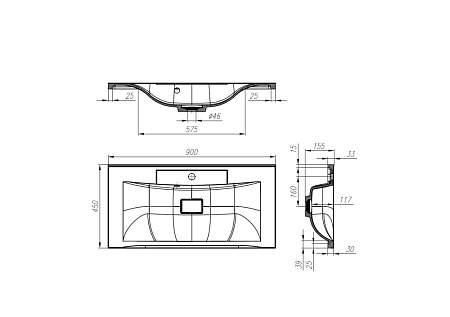 Раковина BelBagno Marino BB900/450-LV-MR-PR 90