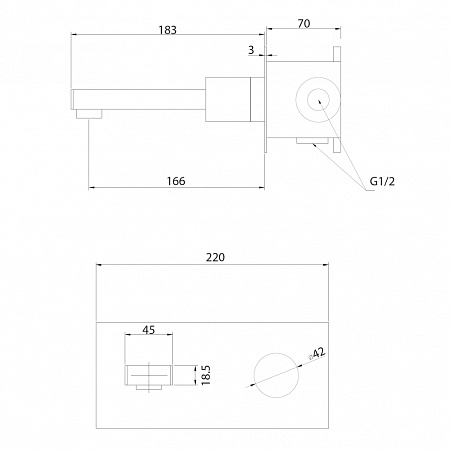 Смеситель ABBER Rund AF8712 для раковины скрытого монтажа, хром