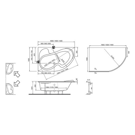 Ванна акриловая Ravak Rosa CJ01000000 150x105 R