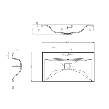 Мебельная раковина Aquaton Айрис М 1A73263KAG010 80