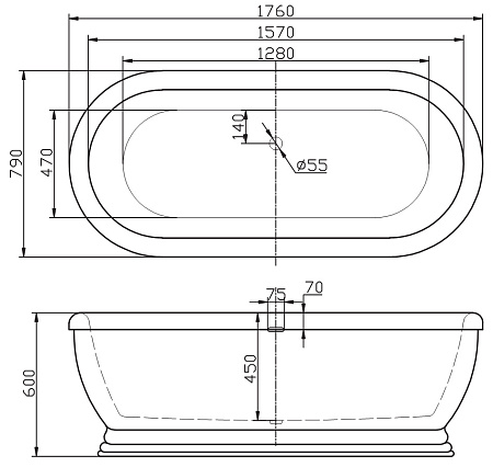 Акриловая ванна BelBagno BB03 Bianco