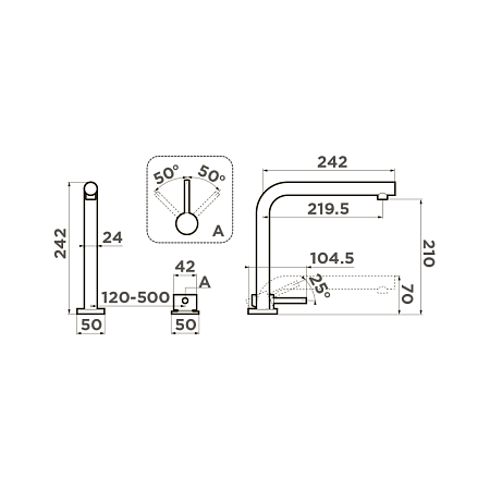 Смеситель Omoikiri Nara-C 4994321 для кухонной мойки, хром