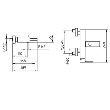 Смеситель Palazzani Qadra 58101510 для ванны с душем, хром