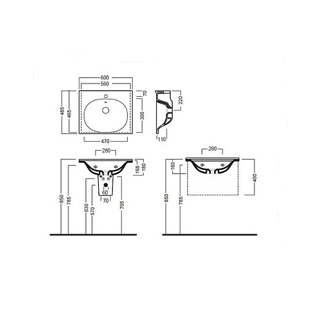 Раковина Hatria Le Fiabe Y1BR01 60х48.5 белый