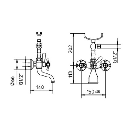Смеситель Palazzani Retro 50102050 для ванны с душем бронза