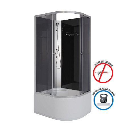 Душевая кабина Niagara Eco E100/80/40L/TN/BK 100x80x195 L стекло тонированное/профиль серебро