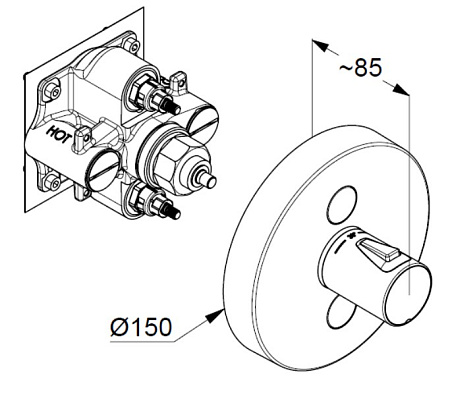 Смеситель Kludi Push 389120538 для ванны и душа, хром