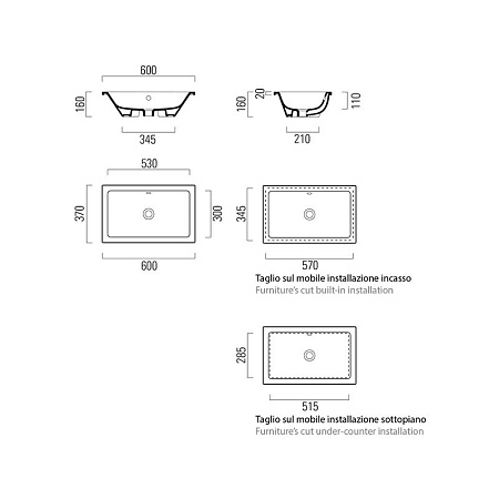 Раковина GSI Kube X 8953911 60 белый