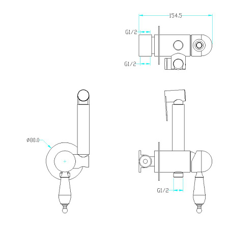 Гигиенический душ со смесителем Boheme Imperiale 435 золото