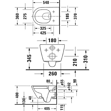 Унитаз подвесной Duravit D-Neo 2577098900 антрацит матовый