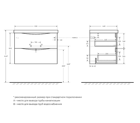 Мебель для ванной BelBagno Marino MARINO-700-2C-SO-CO-P 70 crema opaco