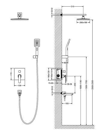 Душевой комплект Timo Torne SX-4399/03SM черный