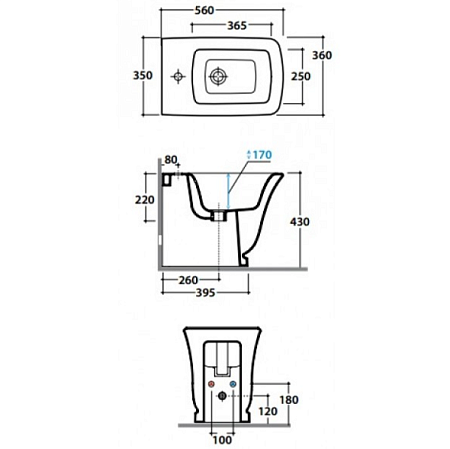 Биде напольное GLOBO Relais RE009.BI*1
