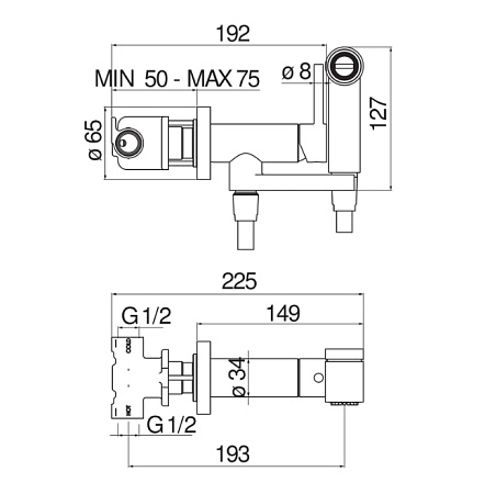 Гигиенический душ со смесителем Nobili AV00600FLP черный глянцевый