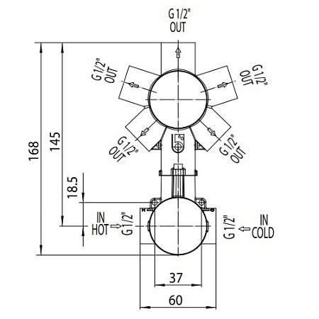 Cкрытая монтажная часть Bossini Z00130 универсальная