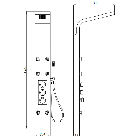 Душевая гидромассажная панель с термостатическим смесителем beWash BV3TMSP7233 белый