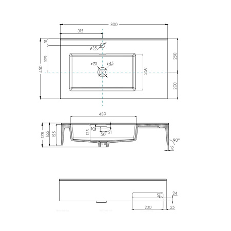 Раковина Aquaton Квадро Про 1A734431QA01L 80 левая