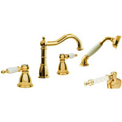 Смеситель Boheme Tradizionale oro 395-MR-W на борт ванны, золото/белый Murano