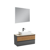 Мебель для ванной со столешницей Sancos Delta DL100GR+TT100A1X дуб красный/графит/Kreman