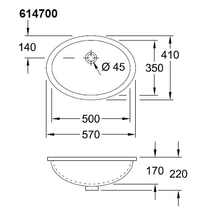 Раковина Villeroy&Boch Evana 614700R1 50х35 белая