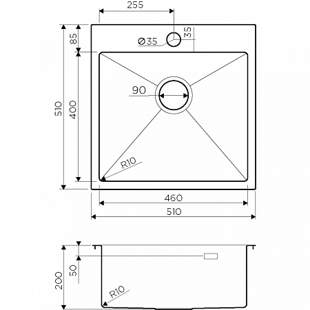 Кухонная мойка Omoikiri Akisame 51-LG 51х51 светлое золото