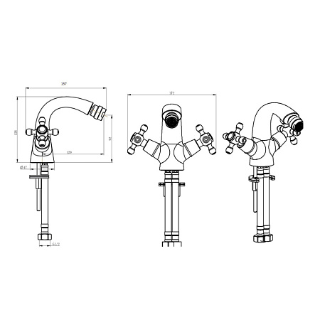 Смеситель Boheme Royal Cristal 276-Royal/CRST для биде, хром