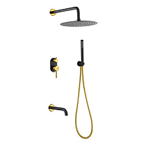 Душевой комплект Boheme Uno 464-2-BG для ванны с душем, черный/золото Душевой комплект Boheme Uno 464-2-BG для ванны с душем, черный/золото