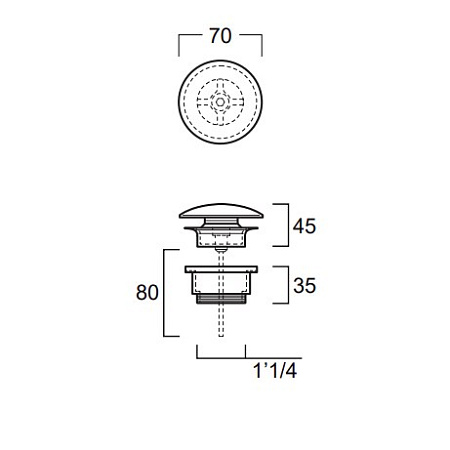 Донный клапан Simas PLCR для раковины, хром