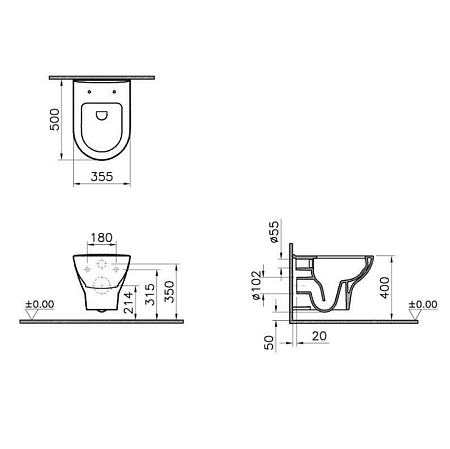 Унитаз подвесной VitrA Zentrum 5795B003-0075