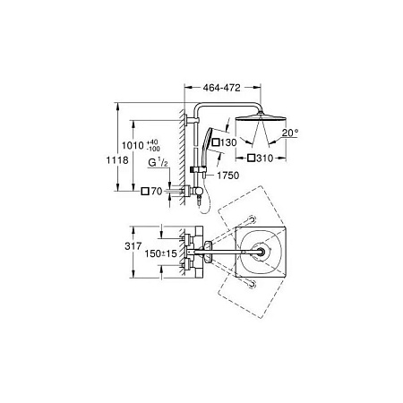 Душевая стойка Grohe Rainshower 26652000 хром