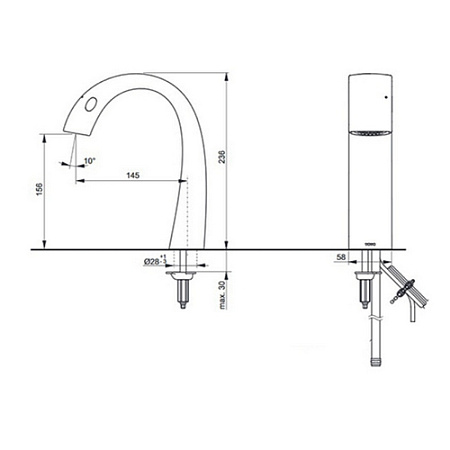 Излив TOTO Soft Flow TLP01701R хром