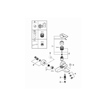 Смеситель Grohe Eurosmart 33300003 для ванны 