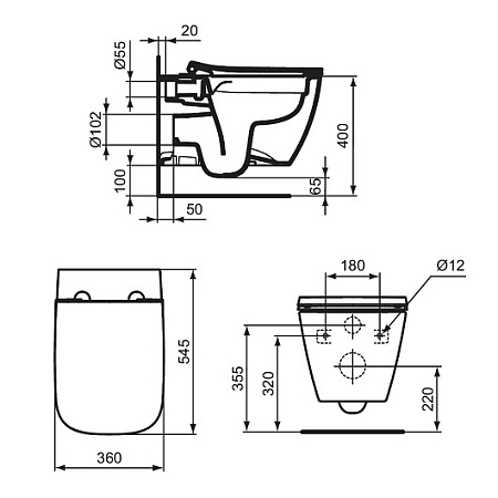 Унитаз подвесной Ideal Standard I.Life B T533001 евробелый