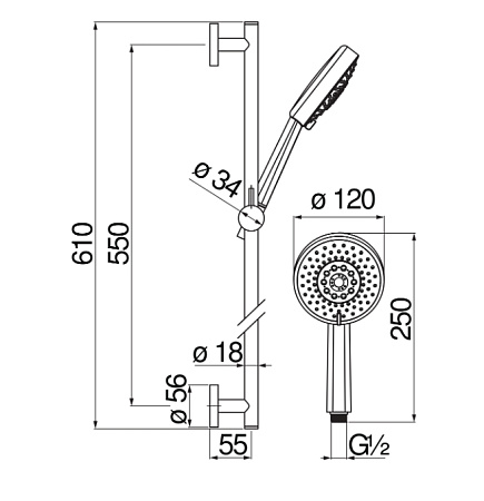Душевой гарнитур Nobili AD140/54CR хром