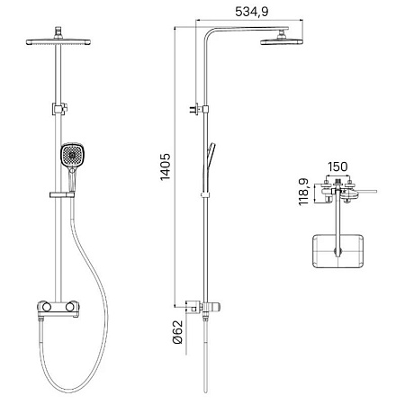 Душевая стойка IDDIS Slide SLIBLBTi06 черный матовый