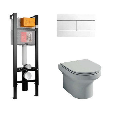 Комплект унитаз Jacob Delafon Elite E21755RU-00 + инсталляция + кнопка + крышка