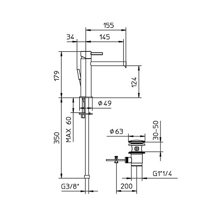 Смеситель Bossini Oki Z005301.021 для раковины, золото