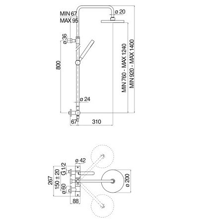 Душевая стойка Nobili Live LV00030/50BM черный матовый