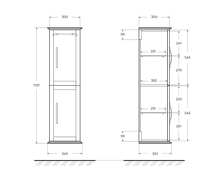Шкаф-пенал Cezares Tiffany 55247 34 Grigio Nuvola