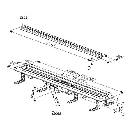 Душевой канал Ravak Zebra 750 X01433