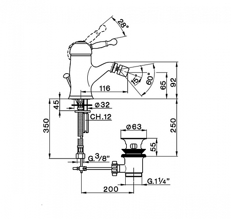 Смеситель Cisal Arcana Royal AY00055024 для биде, золото