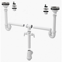 Сифон для раковины AlcaPlast A8000 для двойной мойки с подводкой