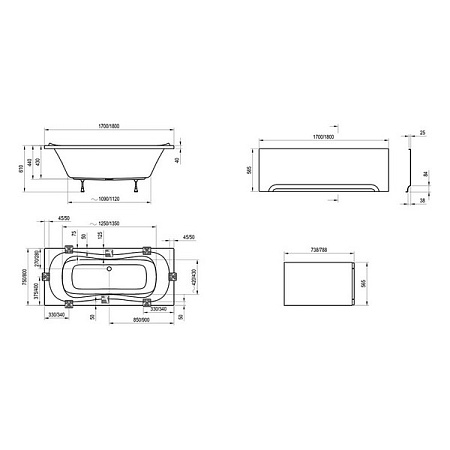 Передняя панель Ravak CZ001Y0A00 180 для ванны универсальная