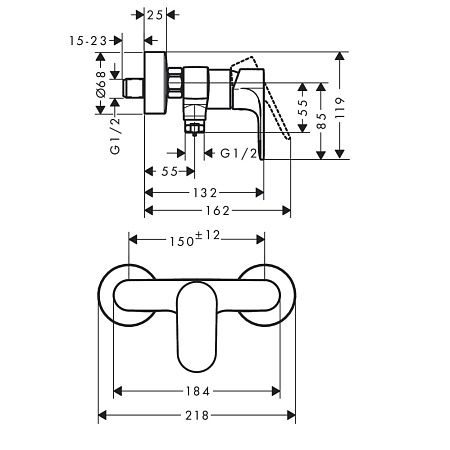 Смеситель Hansgrohe Rebris S 72640670 для душа, черный матовый